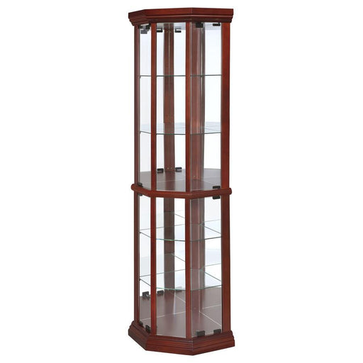 Appledale - 6-Shelf Corner Curio Display Cabinet - Medium Brown - Premium Curio Cabinets from CoasterEssence - Just $699! Shop now at Furniture Wholesale Plus  We are the best furniture store in Nashville, Hendersonville, Goodlettsville, Madison, Antioch, Mount Juliet, Lebanon, Gallatin, Springfield, Murfreesboro, Franklin, Brentwood