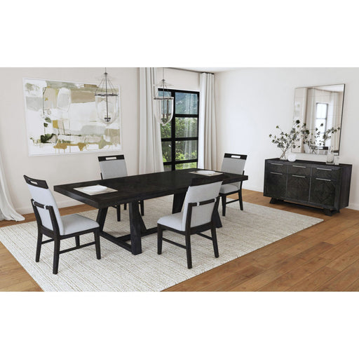 Transcend - Dining Table With 22" Leaf - Charcoal – Dining Tables with Extensions by Elements International at Furniture Wholesale Plus , Nashville furniture store