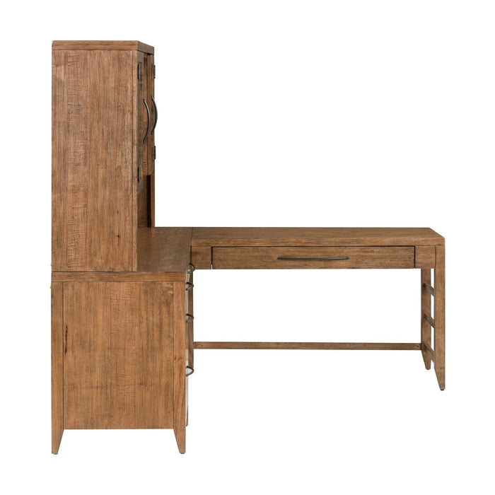 Shaker Lakes - Opt L Shaped Desk Set - Harvest Brown – 2 Piece Home Office Sets by Liberty Furniture at Furniture Wholesale Plus , Nashville furniture store