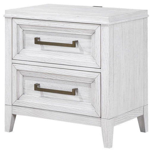 Marielle - 2-Drawer Nightstand Bedside Table - Distressed White - Premium Accent Nightstands from CoasterEveryday - Just $339! Shop now at Furniture Wholesale Plus  We are the best furniture store in Nashville, Hendersonville, Goodlettsville, Madison, Antioch, Mount Juliet, Lebanon, Gallatin, Springfield, Murfreesboro, Franklin, Brentwood