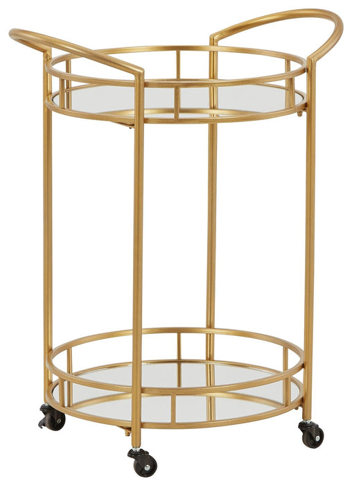 Wynora - Bar Cart - Gold – Bar Carts by Signature Design by Ashley® at Furniture Wholesale Plus , Nashville furniture store