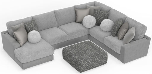 Canyon - 4 Piece Sectional With Cuddler Seat Cushions, Included Accent Pillows And Cocktail Ottoman (Left Side Facing Chaise) - Platinum – 2 Piece Living Room Sets by Jackson at Furniture Wholesale Plus , Nashville furniture store