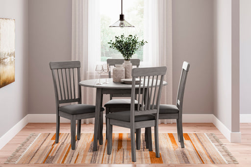 Shullden - 5 Pc. - Drop Leaf Table, 4 Side Chairs - Gray – 5 Piece Dining Room Sets by Signature Design by Ashley® at Furniture Wholesale Plus , Nashville furniture store
