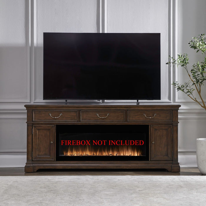 Fireplace TV Consoles - 84" Fireplace TV Console FTS - Brown – Fireplace TV Stands by Liberty Furniture at Furniture Wholesale Plus , Nashville furniture store