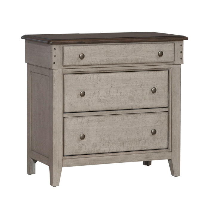Ivy Hollow - 3 Drawer Bedside Chest With Charging Station - Weathered Linen / Dusty Taupe – Bedside Chests by Liberty Furniture at Furniture Wholesale Plus , Nashville furniture store