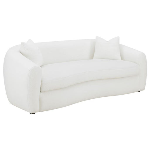 Isabella - Faux Sheepskin Upholstered Sofa Natural - Ivory – Stationary Sofas by CoasterElevations at Furniture Wholesale Plus , Nashville furniture store