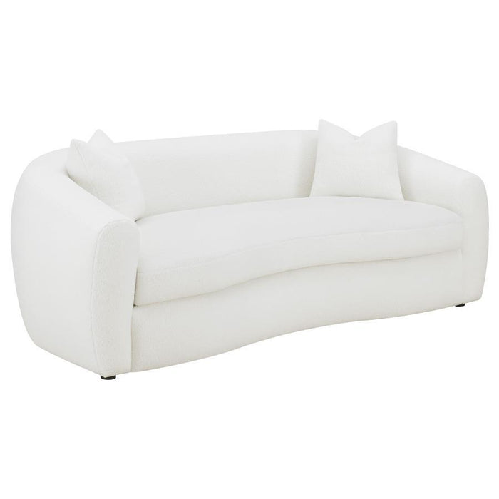Isabella - Faux Sheepskin Upholstered Sofa Natural - Ivory – Stationary Sofas by CoasterElevations at Furniture Wholesale Plus , Nashville furniture store