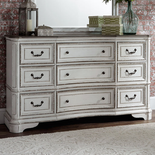 Magnolia Manor - 9 Drawer Dresser - Antique White – Dressers by Liberty Furniture at Furniture Wholesale Plus , Nashville furniture store