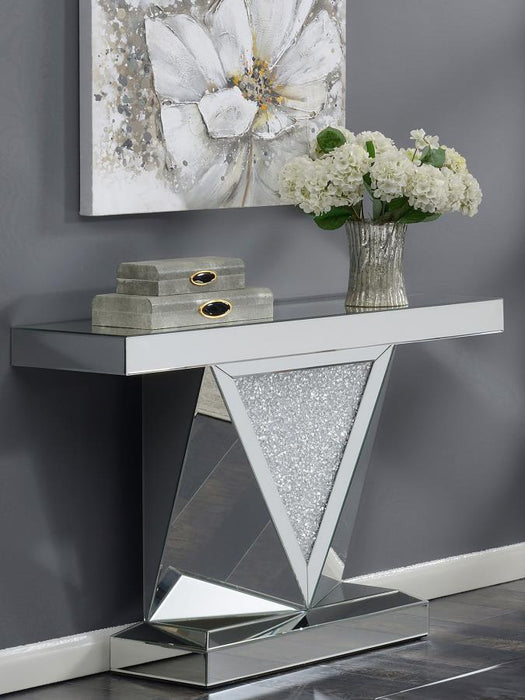 Amore - Mirrored Acrylic Entryway Sofa Console Table - Silver - Premium Console Tables from CoasterElevations - Just $579! Shop now at Furniture Wholesale Plus  We are the best furniture store in Nashville, Hendersonville, Goodlettsville, Madison, Antioch, Mount Juliet, Lebanon, Gallatin, Springfield, Murfreesboro, Franklin, Brentwood