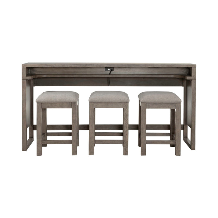 Bartlett Field - 4 Piece Living Room Set (Console Bar Table & 3 Console Stools) - Dusty Taupe – 4 Piece Living Room Sets by Liberty Furniture at Furniture Wholesale Plus , Nashville furniture store