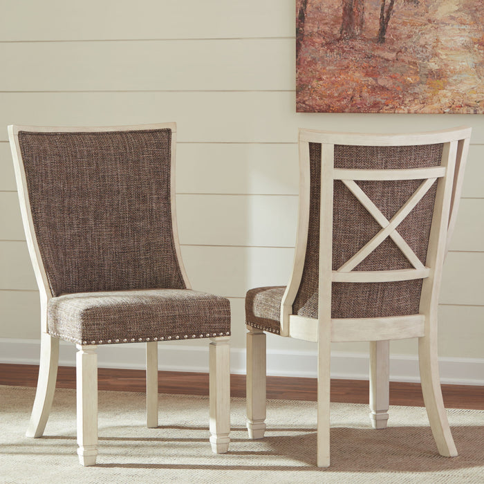 Bolanburg - Dining UPH Side Chair (Set of 2) - Lattice Back - Brown / Beige – Chair Sets by Signature Design by Ashley® at Furniture Wholesale Plus , Nashville furniture store