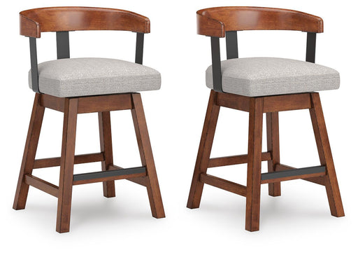 Ralene - Upholstered Swivel Barstool (Set of 2) - Medium Brown – Stool Sets by Signature Design by Ashley® at Furniture Wholesale Plus , Nashville furniture store