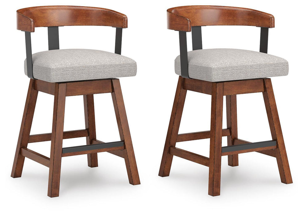 Ralene - Upholstered Swivel Barstool (Set of 2) - Medium Brown – Stool Sets by Signature Design by Ashley® at Furniture Wholesale Plus , Nashville furniture store