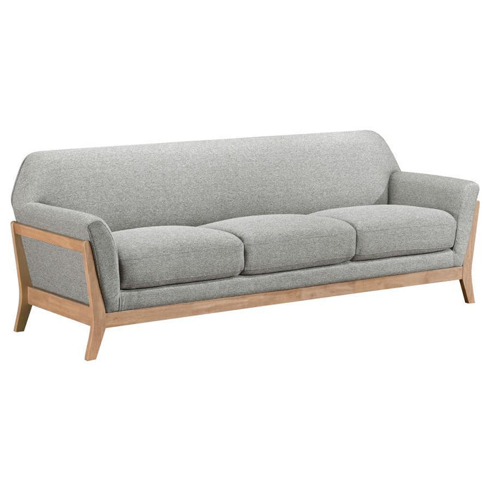 Vaughn - Fabric Upholstered Flared Arm Sofa - Gray – Stationary Sofas by Coaster Fine Furniture at Furniture Wholesale Plus , Nashville furniture store
