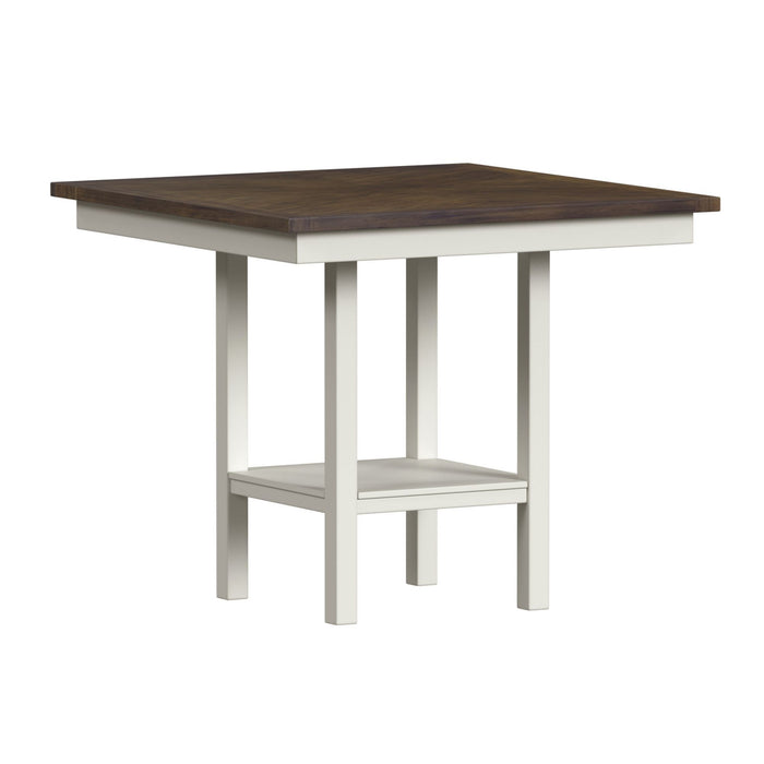 Brooks - 5 Piece Counter Set With Table And 4 Upholstery Seat & Wood Back Chairs - Medium Brown & White – 5 Piece Dining Room Sets by Elements International at Furniture Wholesale Plus , Nashville furniture store