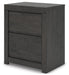 Fraluna - Two Drawer Night Stand - Charcoal – Nightstands w/ Charging Stations by Signature Design by Ashley® at Furniture Wholesale Plus , Nashville furniture store