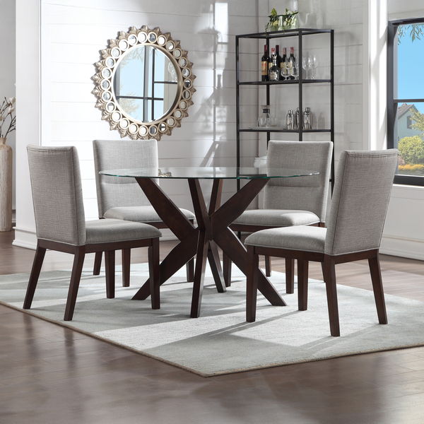 Amalie - 5 Piece Dining Set - Brown – 5 Piece Dining Room Sets by Steve Silver Furniture at Furniture Wholesale Plus , Nashville furniture store