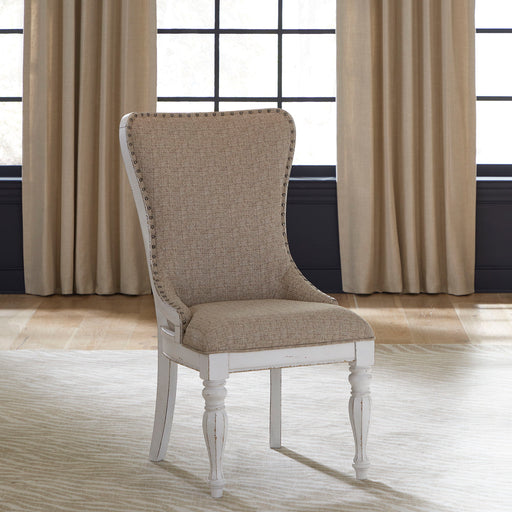 Magnolia Manor - Upholstered Wing Back Side Chair - Antique White – Wingback Chairs by Liberty Furniture at Furniture Wholesale Plus , Nashville furniture store