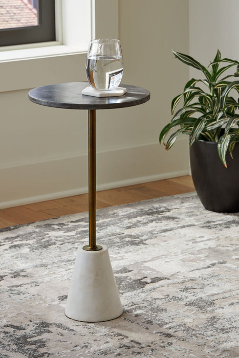 Caramont - Accent Table with White Base - Black / White / Gold Finish – Accent Tables by Signature Design by Ashley® at Furniture Wholesale Plus , Nashville furniture store