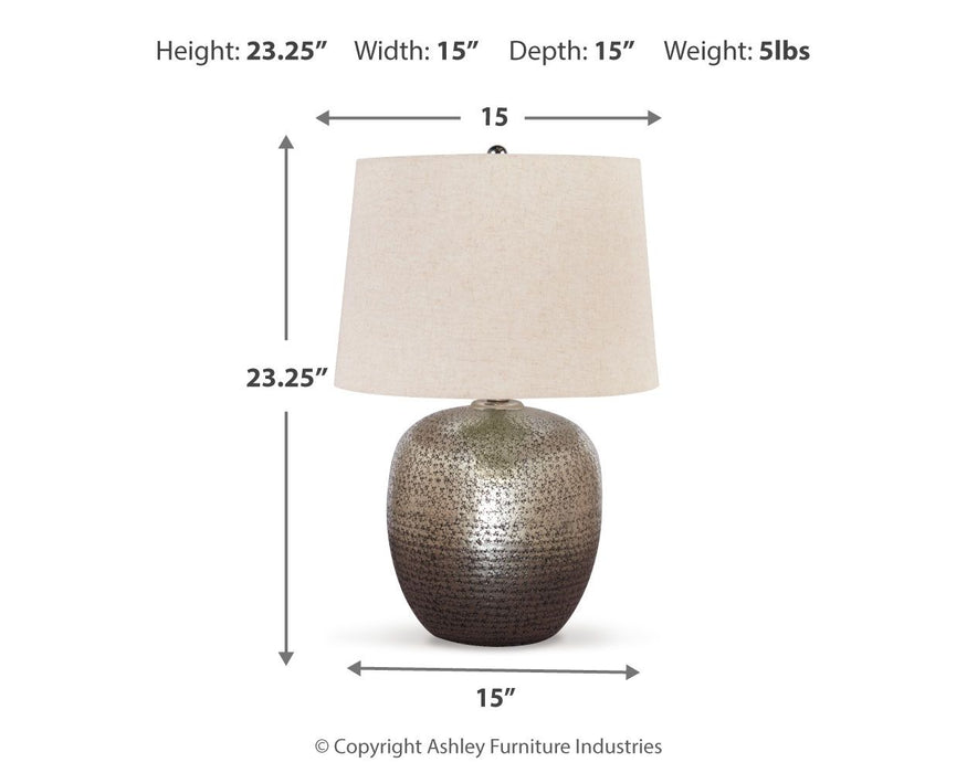 Magalie - Metal Table Lamp  - Antique Silver Finish – Table Lamps by Signature Design by Ashley® at Furniture Wholesale Plus , Nashville furniture store