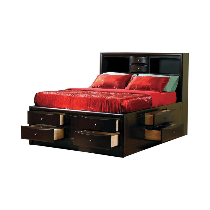 Phoenix 10-drawer Eastern King Bed Deep Cappuccino - Premium Bed from Coaster Z2 Standard - Just $1698! Shop now at Furniture Wholesale Plus  We are the best furniture store in Nashville, Hendersonville, Goodlettsville, Madison, Antioch, Mount Juliet, Lebanon, Gallatin, Springfield, Murfreesboro, Franklin, Brentwood