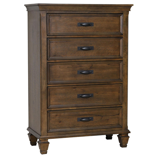 Franco 5-drawer Chest Burnished Oak - Premium Chest from Coaster Z2 Standard - Just $680! Shop now at Furniture Wholesale Plus  We are the best furniture store in Nashville, Hendersonville, Goodlettsville, Madison, Antioch, Mount Juliet, Lebanon, Gallatin, Springfield, Murfreesboro, Franklin, Brentwood