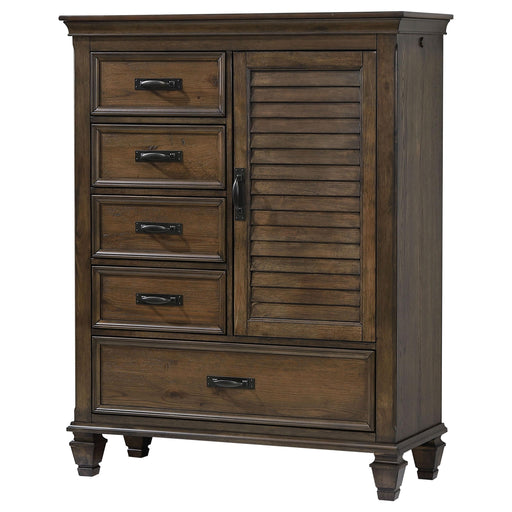 Franco 5-drawer Door Chest Burnished Oak - Premium Chest from Coaster Z2 Standard - Just $898! Shop now at Furniture Wholesale Plus  We are the best furniture store in Nashville, Hendersonville, Goodlettsville, Madison, Antioch, Mount Juliet, Lebanon, Gallatin, Springfield, Murfreesboro, Franklin, Brentwood