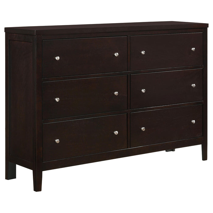 Carlton 6-drawer Rectangular Dresser Cappuccino - Premium Dresser from Coaster Z2 Standard - Just $464! Shop now at Furniture Wholesale Plus  We are the best furniture store in Nashville, Hendersonville, Goodlettsville, Madison, Antioch, Mount Juliet, Lebanon, Gallatin, Springfield, Murfreesboro, Franklin, Brentwood