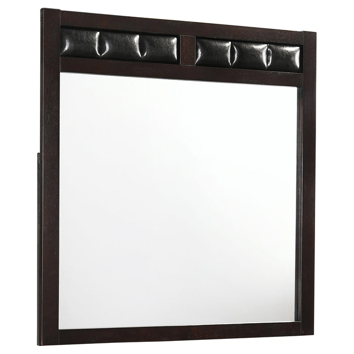 Carlton Upholstered Rectangular Dresser Mirror Cappuccino - Premium Mirror from Coaster Z2 Standard - Just $108! Shop now at Furniture Wholesale Plus  We are the best furniture store in Nashville, Hendersonville, Goodlettsville, Madison, Antioch, Mount Juliet, Lebanon, Gallatin, Springfield, Murfreesboro, Franklin, Brentwood