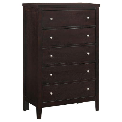 Carlton 5-drawer Rectangular Chest Cappuccino - Premium Chest from Coaster Z2 Standard - Just $280! Shop now at Furniture Wholesale Plus  We are the best furniture store in Nashville, Hendersonville, Goodlettsville, Madison, Antioch, Mount Juliet, Lebanon, Gallatin, Springfield, Murfreesboro, Franklin, Brentwood