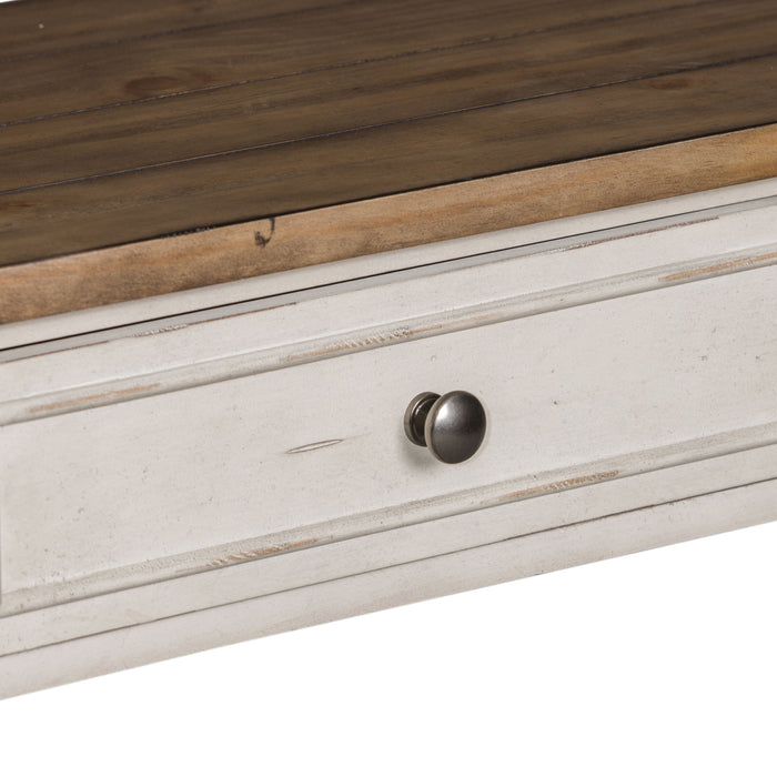Morgan Creek - Sofa Table - Antique White / Wirebrushed Tobacco Accents – Sofa Tables by Liberty Furniture at Furniture Wholesale Plus , Nashville furniture store