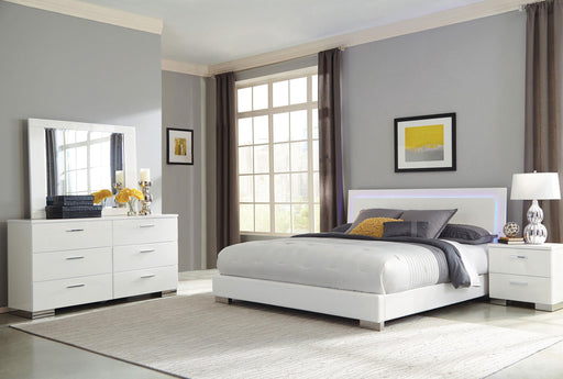 Felicity 4-piece Eastern King Bedroom Set with LED Headboard Glossy White - Premium Bedroom Set from Coaster Z2 Standard - Just $1718! Shop now at Furniture Wholesale Plus  We are the best furniture store in Nashville, Hendersonville, Goodlettsville, Madison, Antioch, Mount Juliet, Lebanon, Gallatin, Springfield, Murfreesboro, Franklin, Brentwood