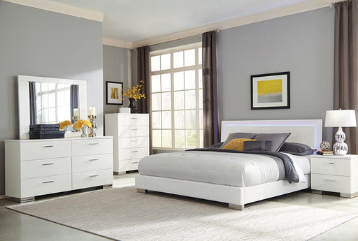 Felicity 6-piece Eastern King Bedroom Set with LED Headboard Glossy White - Premium Bedroom Set from Coaster Z2 Standard - Just $2546! Shop now at Furniture Wholesale Plus  We are the best furniture store in Nashville, Hendersonville, Goodlettsville, Madison, Antioch, Mount Juliet, Lebanon, Gallatin, Springfield, Murfreesboro, Franklin, Brentwood