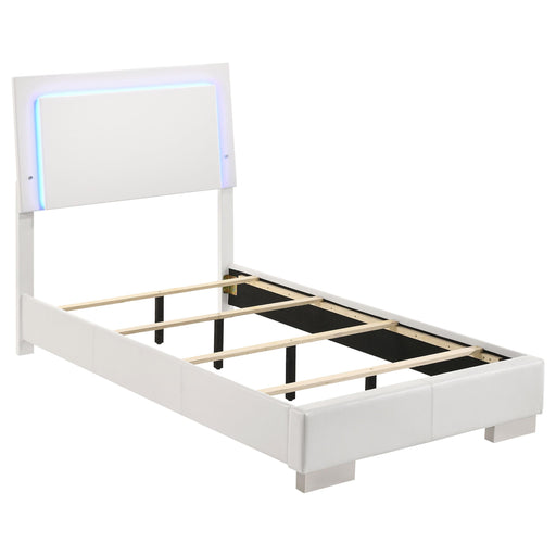 Felicity Twin Panel Bed with LED Lighting Glossy White - Premium Bed from Coaster Z2 Standard - Just $398! Shop now at Furniture Wholesale Plus  We are the best furniture store in Nashville, Hendersonville, Goodlettsville, Madison, Antioch, Mount Juliet, Lebanon, Gallatin, Springfield, Murfreesboro, Franklin, Brentwood