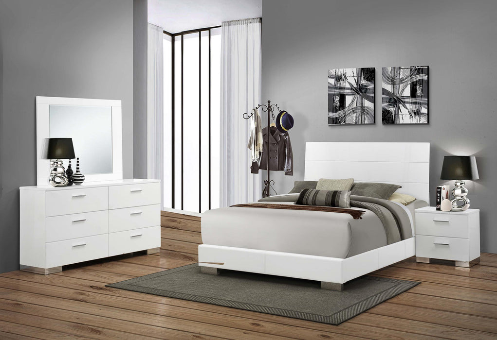 Felicity 4-piece California King Bedroom Set Glossy White - Premium Bedroom Set from Coaster Z2 Standard - Just $1638! Shop now at Furniture Wholesale Plus  We are the best furniture store in Nashville, Hendersonville, Goodlettsville, Madison, Antioch, Mount Juliet, Lebanon, Gallatin, Springfield, Murfreesboro, Franklin, Brentwood