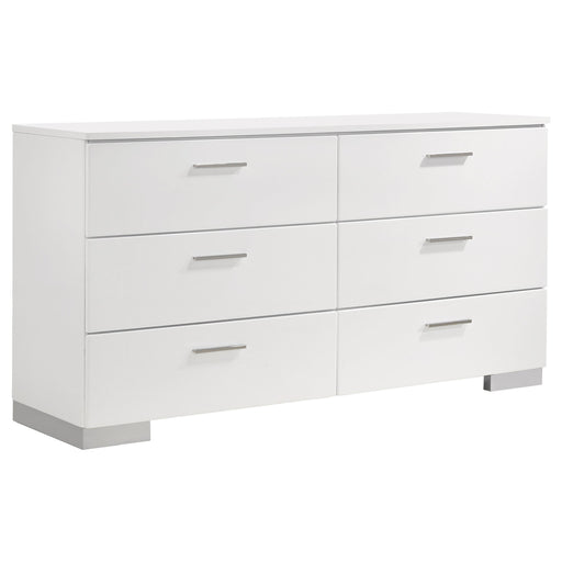 Felicity 6-drawer Dresser Glossy White - Premium Dresser from Coaster Z2 Standard - Just $744! Shop now at Furniture Wholesale Plus  We are the best furniture store in Nashville, Hendersonville, Goodlettsville, Madison, Antioch, Mount Juliet, Lebanon, Gallatin, Springfield, Murfreesboro, Franklin, Brentwood