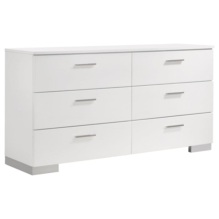 Felicity 6-drawer Dresser Glossy White - Premium Dresser from Coaster Z2 Standard - Just $744! Shop now at Furniture Wholesale Plus  We are the best furniture store in Nashville, Hendersonville, Goodlettsville, Madison, Antioch, Mount Juliet, Lebanon, Gallatin, Springfield, Murfreesboro, Franklin, Brentwood