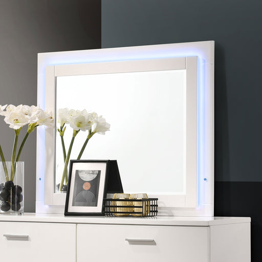 Felicity Dresser Mirror Glossy White with LED Light - Premium Mirror from Coaster Z2 Standard - Just $220! Shop now at Furniture Wholesale Plus  We are the best furniture store in Nashville, Hendersonville, Goodlettsville, Madison, Antioch, Mount Juliet, Lebanon, Gallatin, Springfield, Murfreesboro, Franklin, Brentwood