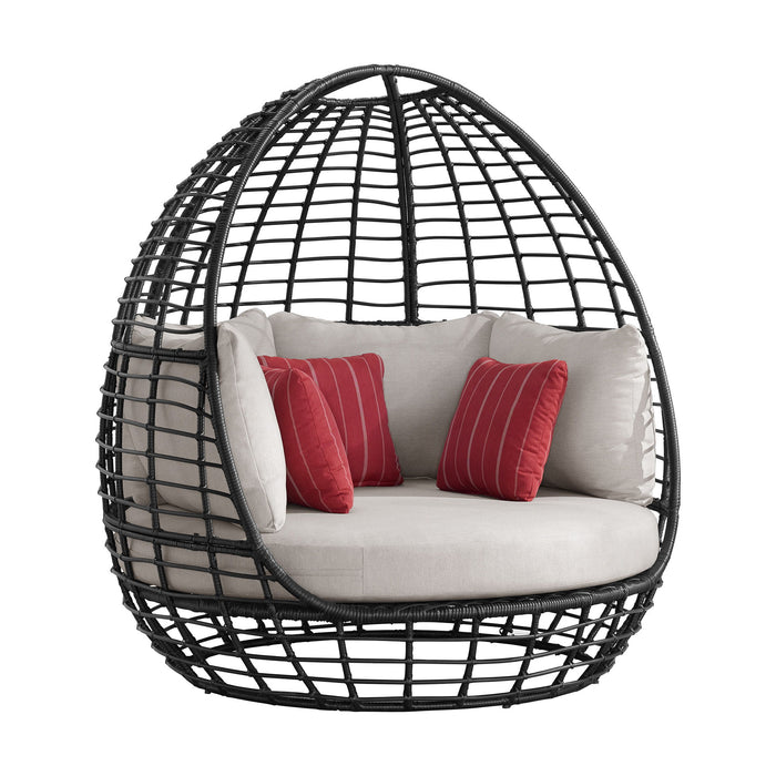 Playa - Twin Egg Chair With 3 Pillows - Dark Gray / Beige – Patio Swings by Elements International at Furniture Wholesale Plus , Nashville furniture store