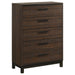 Edmonton 5-drawer Chest Rustic Tobacco - Premium Chest from Coaster Z2 Standard - Just $372! Shop now at Furniture Wholesale Plus  We are the best furniture store in Nashville, Hendersonville, Goodlettsville, Madison, Antioch, Mount Juliet, Lebanon, Gallatin, Springfield, Murfreesboro, Franklin, Brentwood