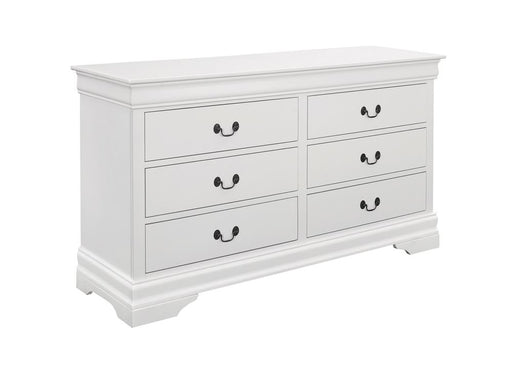 Louis Philippe 6-drawer Dresser White - Premium Dresser from Coaster Z2 Standard - Just $460! Shop now at Furniture Wholesale Plus  We are the best furniture store in Nashville, Hendersonville, Goodlettsville, Madison, Antioch, Mount Juliet, Lebanon, Gallatin, Springfield, Murfreesboro, Franklin, Brentwood