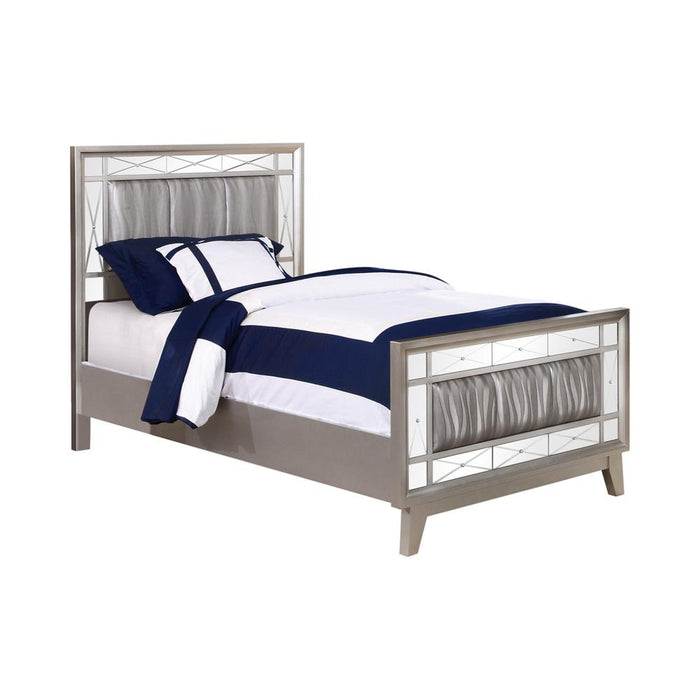 Leighton Twin Panel Bed with Mirrored Accents Mercury Metallic - Premium Bed from Coaster Z2 Standard - Just $558! Shop now at Furniture Wholesale Plus  We are the best furniture store in Nashville, Hendersonville, Goodlettsville, Madison, Antioch, Mount Juliet, Lebanon, Gallatin, Springfield, Murfreesboro, Franklin, Brentwood