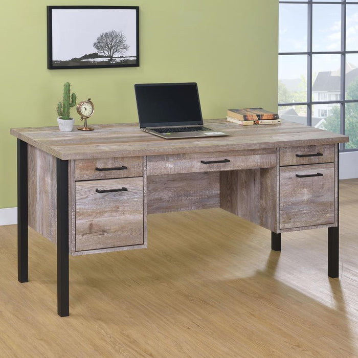 Samson - 4-Drawer Office Computer Desk - Weathered Oak - Premium Computer Desks from CoasterEveryday - Just $419! Shop now at Furniture Wholesale Plus  We are the best furniture store in Nashville, Hendersonville, Goodlettsville, Madison, Antioch, Mount Juliet, Lebanon, Gallatin, Springfield, Murfreesboro, Franklin, Brentwood