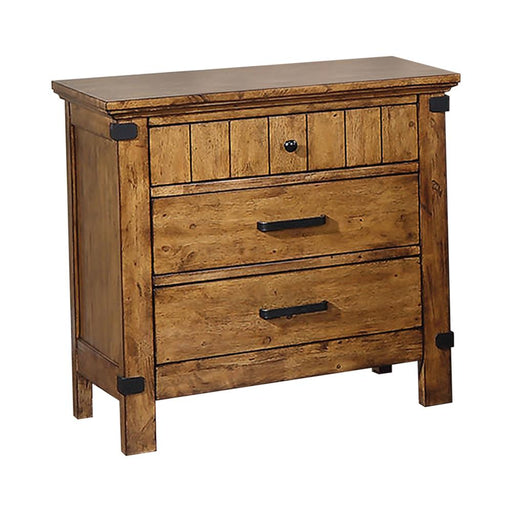 Brenner 3-drawer Night Stand Rustic Honey - Premium Nightstand from Coaster Z2 Standard - Just $244! Shop now at Furniture Wholesale Plus  We are the best furniture store in Nashville, Hendersonville, Goodlettsville, Madison, Antioch, Mount Juliet, Lebanon, Gallatin, Springfield, Murfreesboro, Franklin, Brentwood