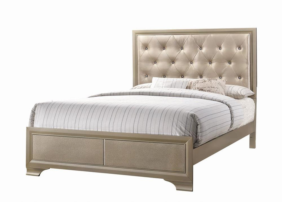 Beaumont Upholstered Eastern King Bed Champagne - Premium Bed from Coaster Z2 Standard - Just $558! Shop now at Furniture Wholesale Plus  We are the best furniture store in Nashville, Hendersonville, Goodlettsville, Madison, Antioch, Mount Juliet, Lebanon, Gallatin, Springfield, Murfreesboro, Franklin, Brentwood