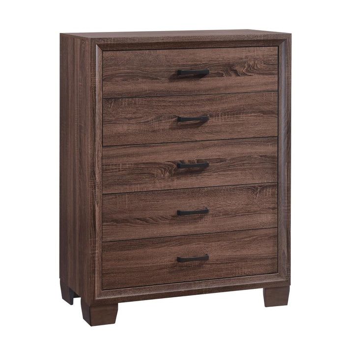 Brandon 5-drawer Chest Medium Warm Brown - Premium Chest from Coaster Z2 Standard - Just $320! Shop now at Furniture Wholesale Plus  We are the best furniture store in Nashville, Hendersonville, Goodlettsville, Madison, Antioch, Mount Juliet, Lebanon, Gallatin, Springfield, Murfreesboro, Franklin, Brentwood