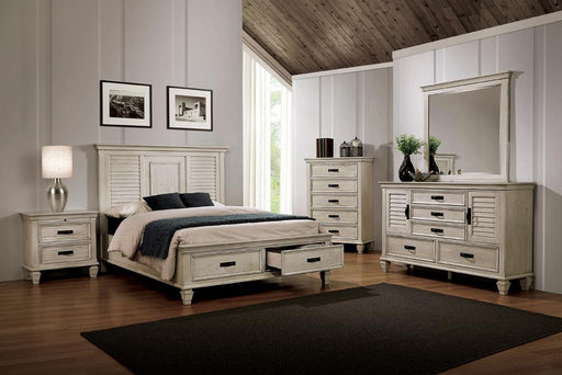 Franco 4-piece Queen Storage Bedroom Set Antique White - Premium Bedroom Set from Coaster Z2 Standard - Just $2318! Shop now at Furniture Wholesale Plus  We are the best furniture store in Nashville, Hendersonville, Goodlettsville, Madison, Antioch, Mount Juliet, Lebanon, Gallatin, Springfield, Murfreesboro, Franklin, Brentwood