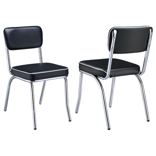 Retro Open Back Side Chairs Black and Chrome (Set of 2) - Premium Dining Chair from Coaster Z2 Standard - Just $102! Shop now at Furniture Wholesale Plus  We are the best furniture store in Nashville, Hendersonville, Goodlettsville, Madison, Antioch, Mount Juliet, Lebanon, Gallatin, Springfield, Murfreesboro, Franklin, Brentwood