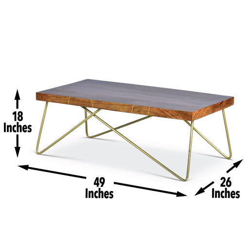 Walter - Brass Inlay Cocktail Table - Brown – Cocktail Tables by Steve Silver Furniture at Furniture Wholesale Plus , Nashville furniture store