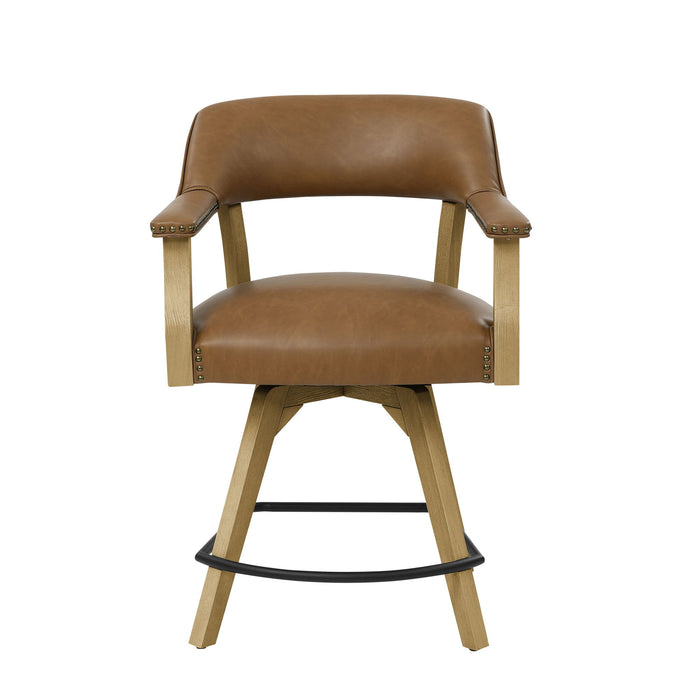 Rylie - Swivel Vegan Leather Counter Chair - Camel – Counter Chairs by Steve Silver Furniture at Furniture Wholesale Plus , Nashville furniture store